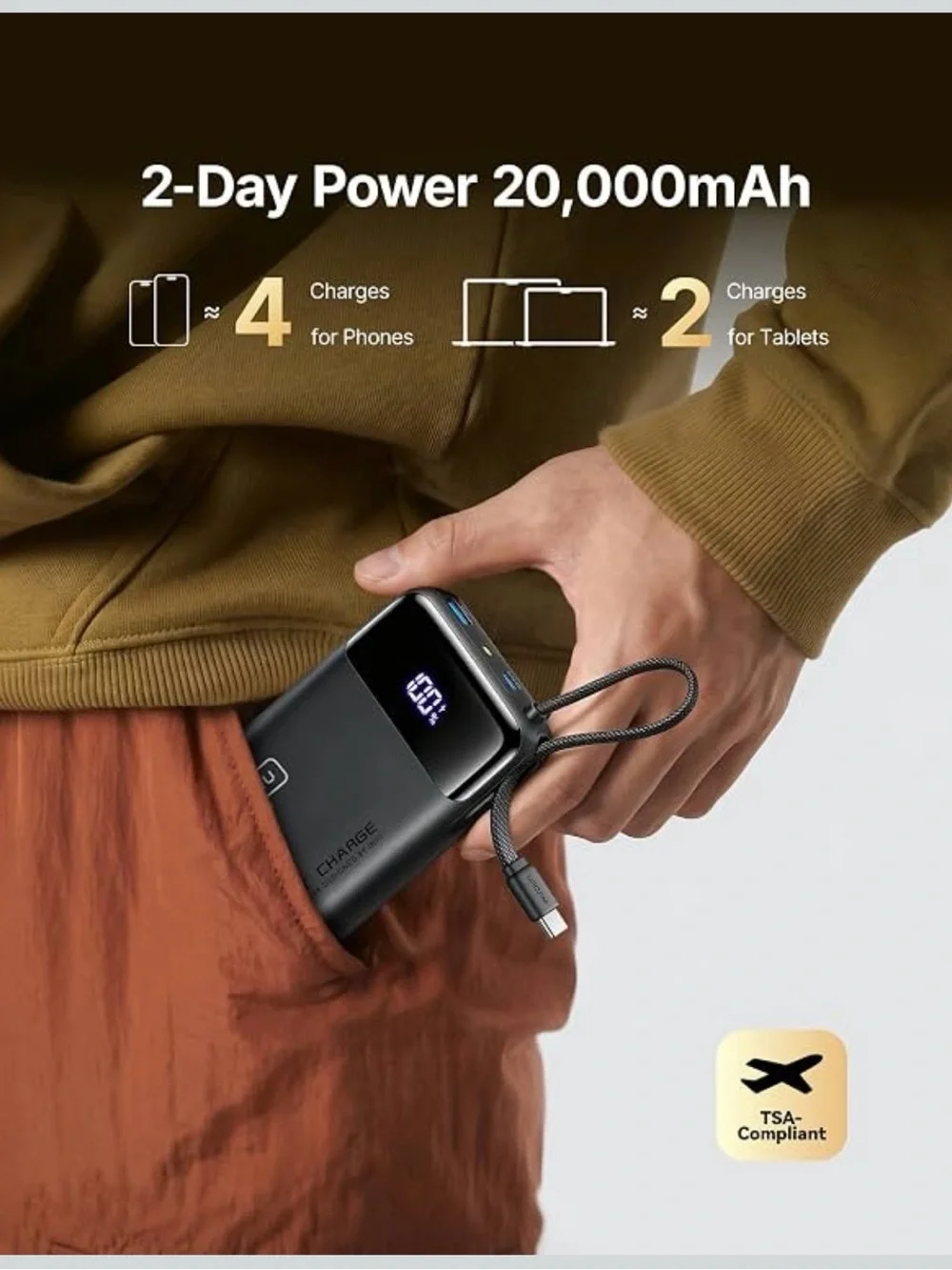 45W Fast Charge Portable Power Bank - Black